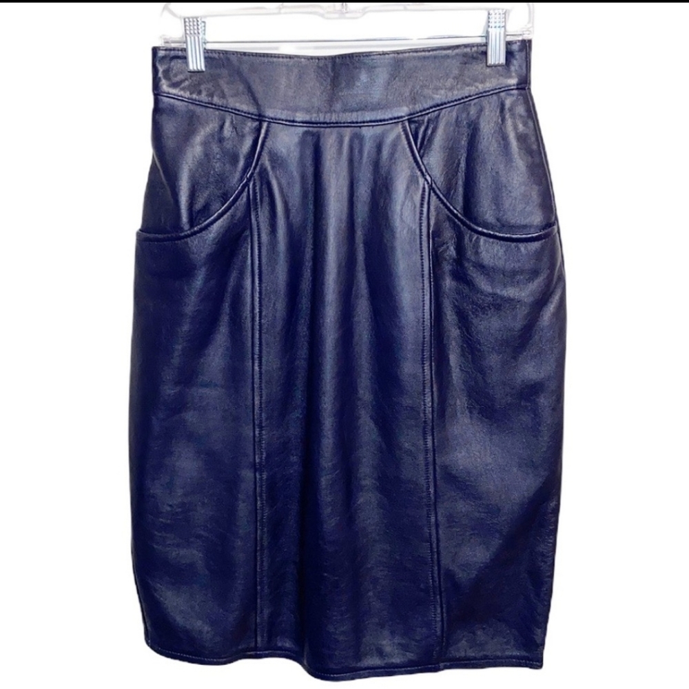 Rel leather vintage navy skirt